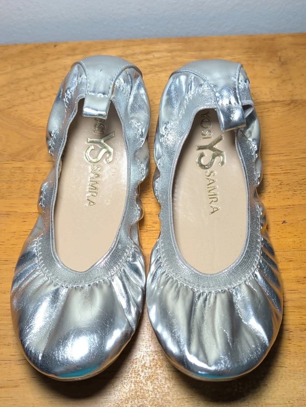 Samara Foldable Ballet Flat Silver Metallic Girls Size 3